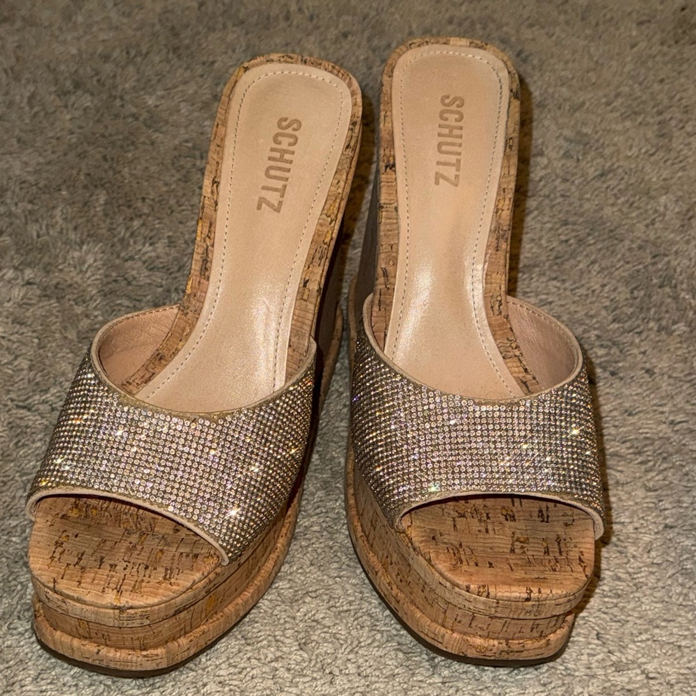 Schutz Dalle crystal-embellished high-heel wedges - Picture 5 of 11